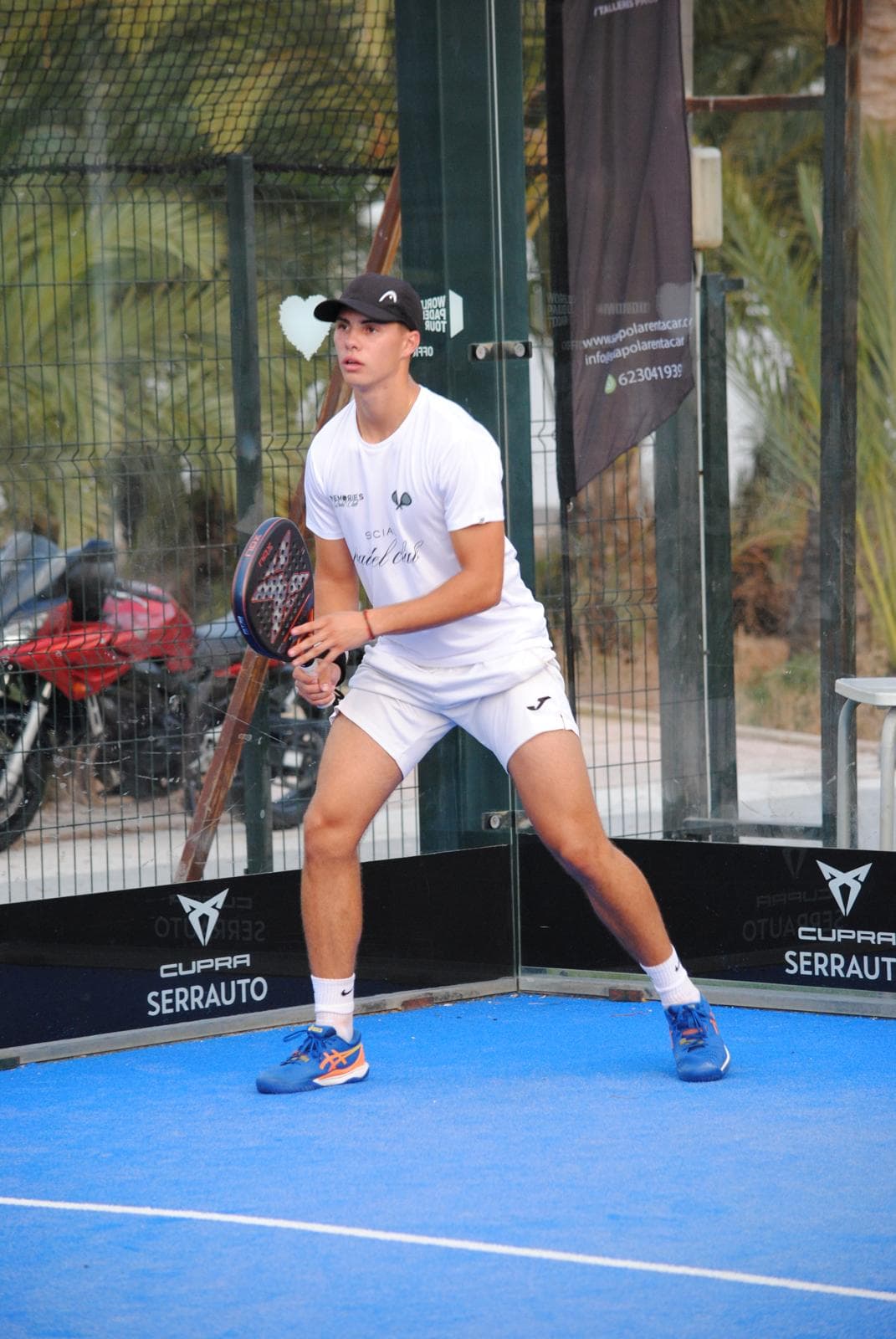 Alvaro Llambrich on a padel court between points